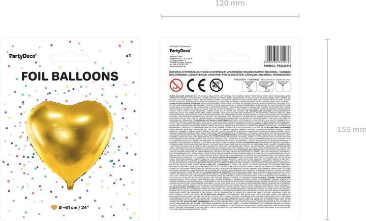 Actual product image Partydeco Heart balloon gold 61cm