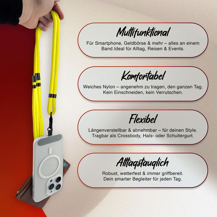 Immagine prodotto Nalia HoldMe Lanyard Handykette - Universal Trageband für Smartphones - Verstellbar, Soft & Elastisch