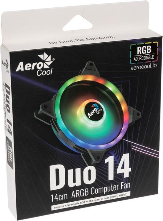 Produktbild AeroCool Duo 14 Computergehäuse Ventilator 14 cm Schwarz (140 mm, 1 x)