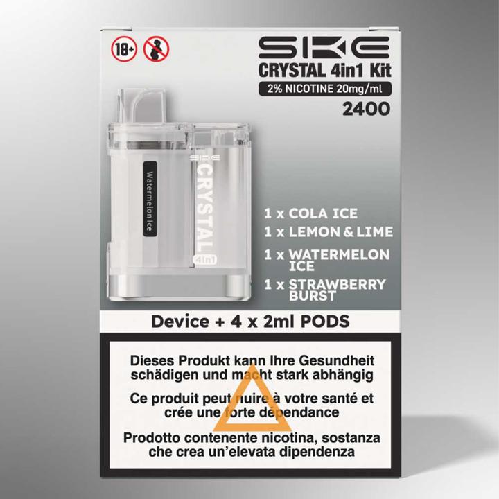 Image du produit SKE Kit Crystal 4in1, 2 % de nicotine 20 mg/ml 2400 (dispositif + 4 dosettes de 2 ml) (Cola)