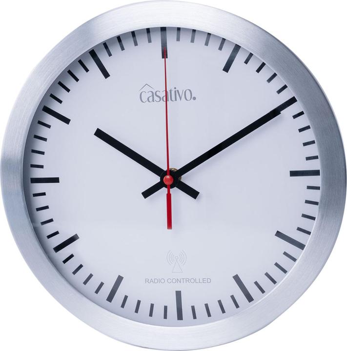 Immagine prodotto Casativo Orologio da parete radiocomandato con movimento al quarzo e alloggiamento in alluminio, Ø 25cm (25 cm)