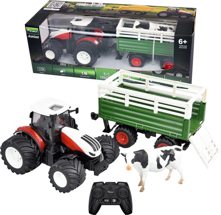 Image du produit Amewi TRACTEUR RC AVEC BÉTAILLÈRE, SON & LUMIÈRE, 1:24 RTR (RTR Prêt à fonctionner)