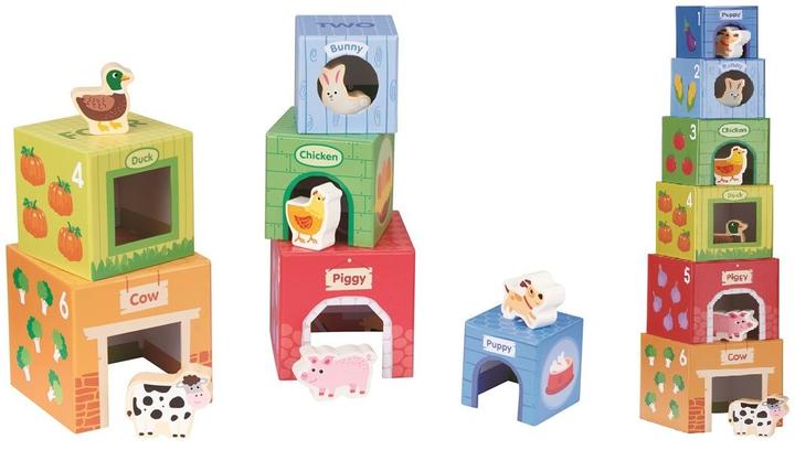Spielba Tour d'empilement avec des animaux en bois