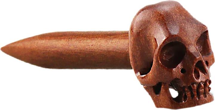 Actual product image Star Piercing Expander made of Sawo wood with skull (Organic)