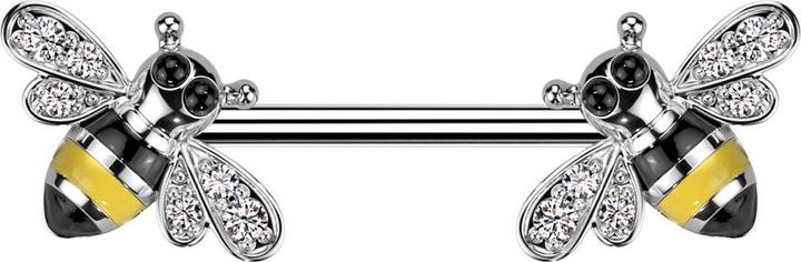 Produktbild Star Piercing Barbell silber Biene Kristalle silber (Chirurgenstahl 316L, Messing)