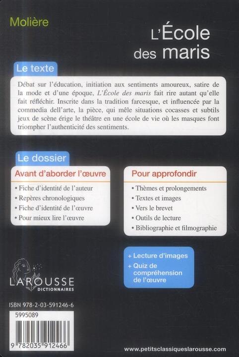 Immagine prodotto L'école des maris : comédie en 3 actes (Francese, Molière, 2014)