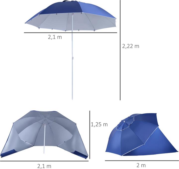 Immagine prodotto Outsunny Ombrellone e tenda da spiaggia 2 in 1 (2.10 m)