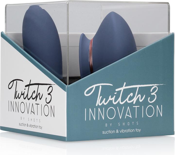 Actual product image Innovation Twitch 3 - Rechargeable Vibrator & Suction - Silicone - 10 Speed - Blue/Grey