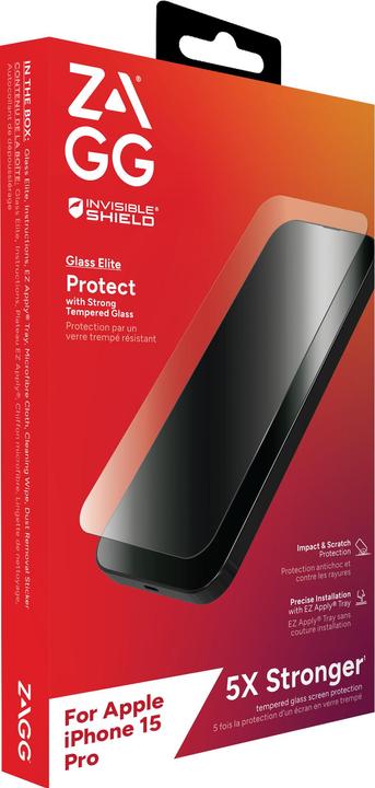 Actual product image Zagg Invisibleshield Glass Elite Am (1 Piece, Apple iPhone 15 Pro)