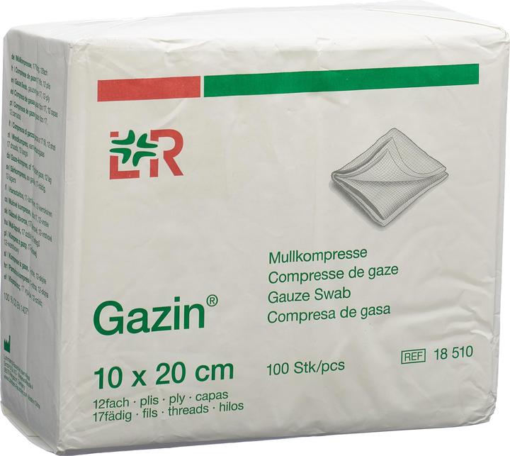 Gazin Mullkompressen 10x20cm 12-fach/17-fädig ohne RK