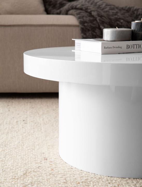 Actual product image FineBuy Couchtisch Sofatisch Weiss 60 cm Hochglanz Wohnzimmertisch Rund Klein (Ø 60 x 30 cm)