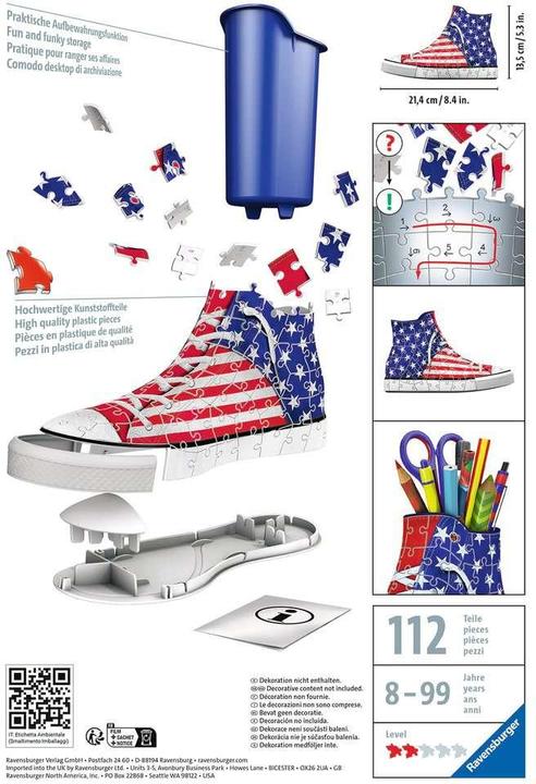 Produktbild Ravensburger 3D Puzzle-Amerika Sneaker (108 Teile)