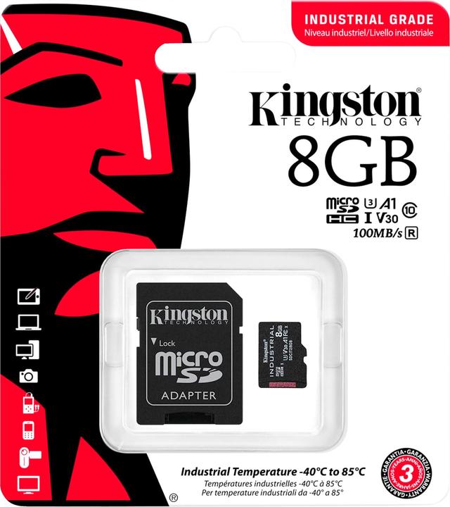 Produktbild Kingston microSDHC Industrial pSLC (8 GB, microSDHC, U3, UHS-I)