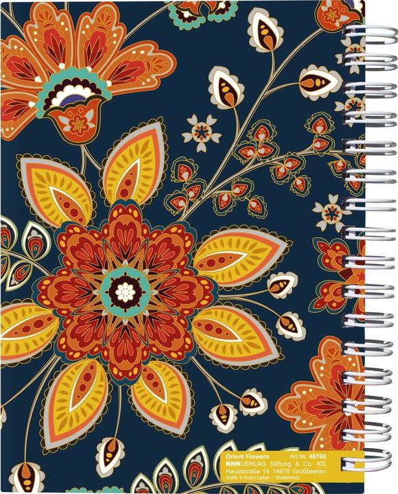 Produktbild Rnk Notizbuch mit Register A-Z "Orient Flowers", DIN A6, 48 Blatt (A6, Liniert, Harter Einband)