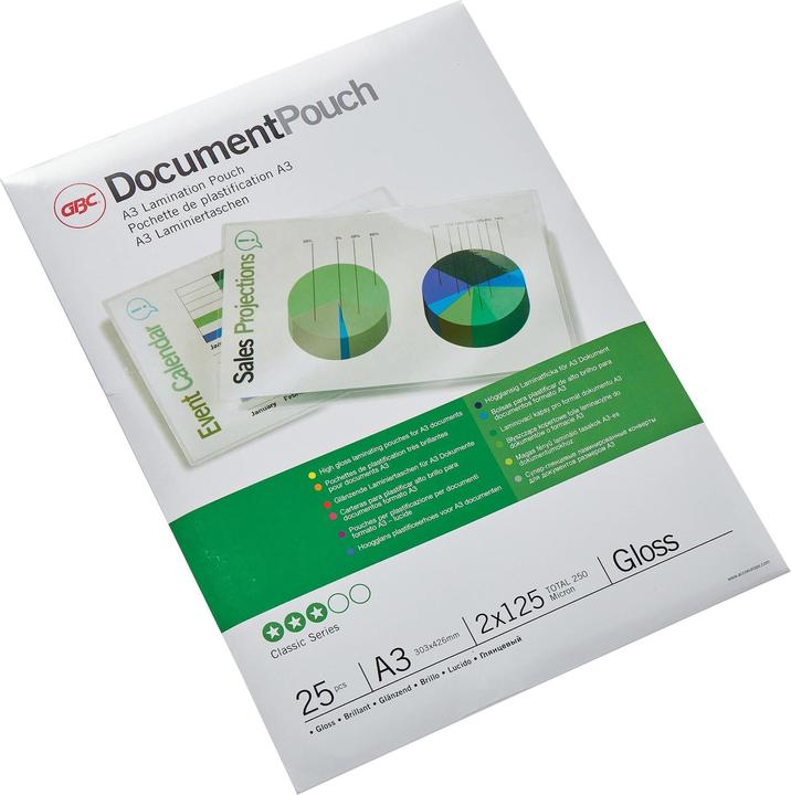 Produktbild GBC DOCUMENT POUCH - Heisslaminier-Folientaschen (A3, 25 Stück, 125 µm)