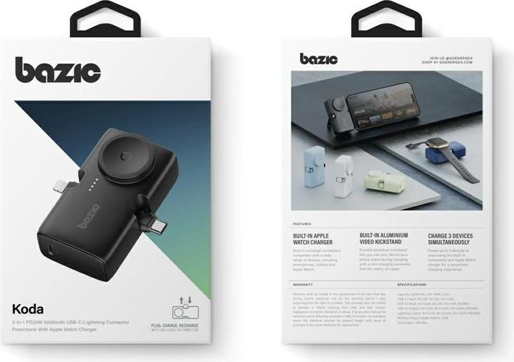 Produktbild Energea PowerBank 3in1 Bazic Koda 5000mAh PD20W USB-C/Lightning black (5000 mAh)