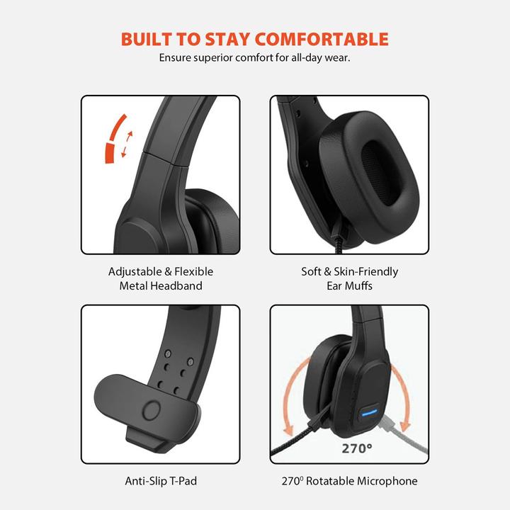Actual product image Audiocore Bluetooth call center headset AC864 (ANC, 32 h, Wireless)