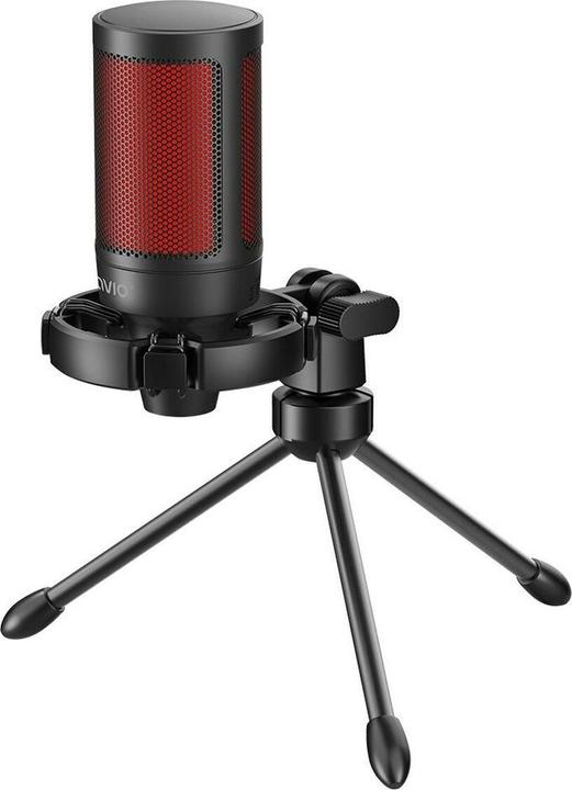 Actual product image Savio gaming microphone on a tripod, illuminated by 01 sonar, in-ear, anti-flow bag