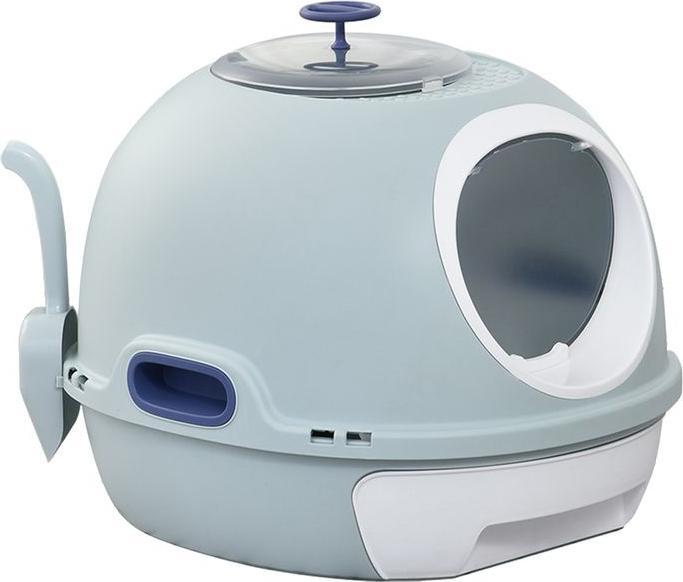 Image du produit Swisshandel24 Bac à litière avec fenêtre de toit Pelle, Portable, PP ABS, bleu marine, 47 x 55 x (Bac à litière fermé)