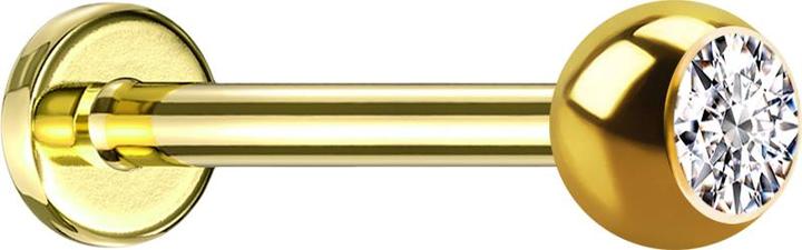 Produktbild Star Piercing Micro Threadless Labret vergoldet mit Kugel Kristall silber (Chirurgenstahl 316L, ohne Messing)