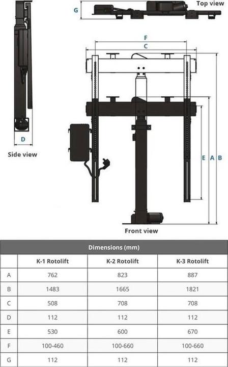 Actual product image Xantron PREMIUM-K1-RotoLift (Universal, 55", 50 kg)