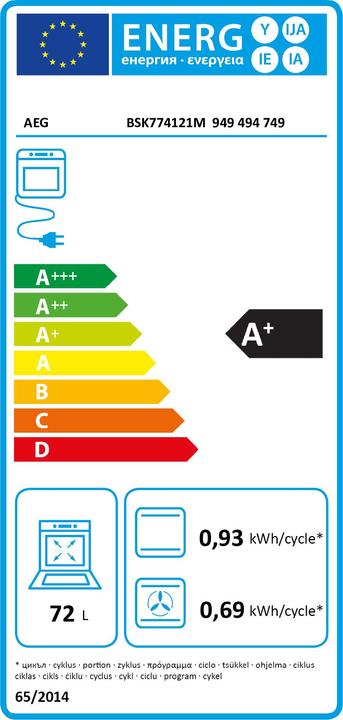 Energie-Label AEG BSK774121M / Serie 7000 mit SteamCrisp® / Pyrolyse Selbstreinigung / Kerntemperatursensor / To