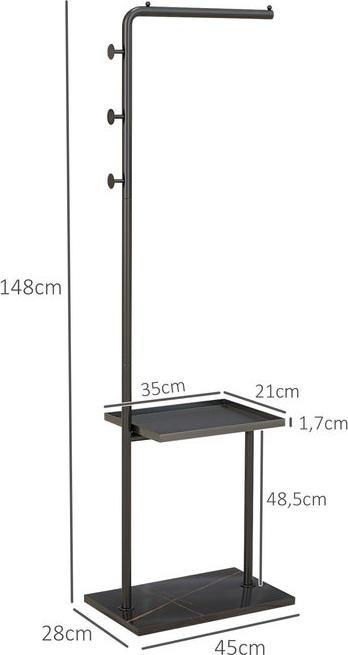 Immagine prodotto Swisshandel24 Garderobenständer Kleiderständer inkl. Haken & Tablett ideal für Kleider, Hüte