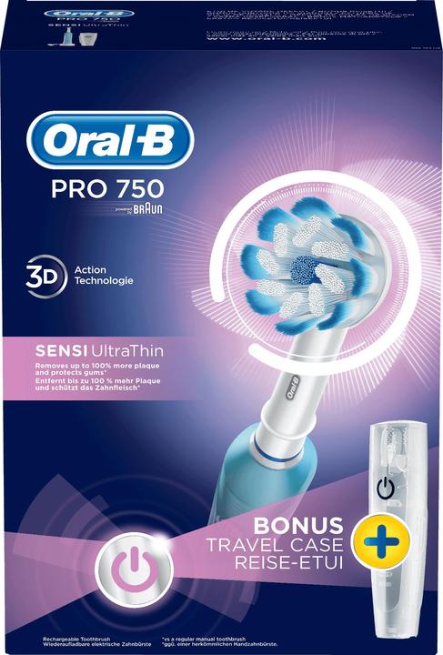 Image du produit Oral-B Pro 1 - 750- Brosse à dents électrique + étui de voyage en prime (Brosse à dents oscillo-rotative)