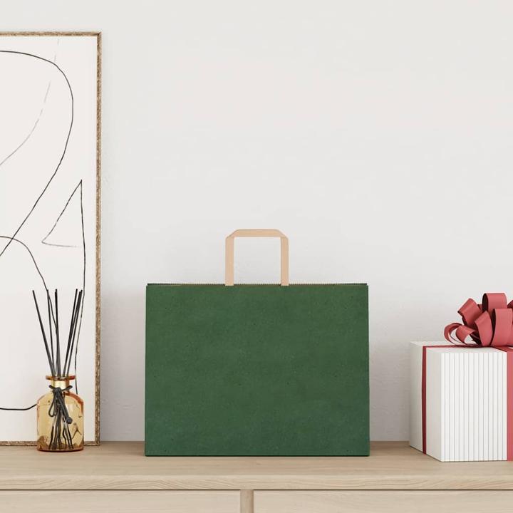 Actual product image VidaXL Kraft paper bags 250 pcs. with handle green 32x17x25 cm paper bag (Gift bag, 250 x)