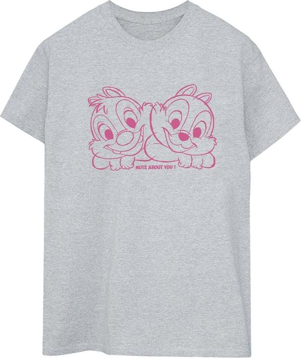 Actual product image Disney Womens/Ladies Chip 'n' Dale Nuts About You Cotton Boyfriend T-Shirt (S)