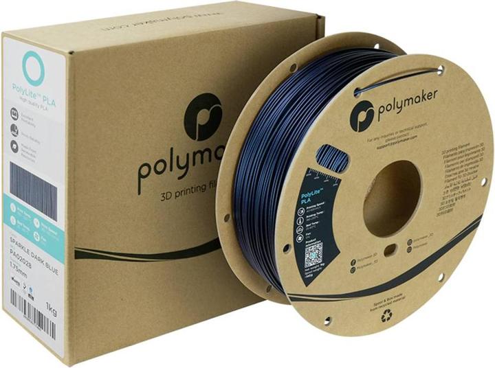 Actual product image Polymaker PolyLite PLA Sparkle Dark Blue 1.75mm 1kg (PLA, 1.75 mm, 1000 g, Blue)