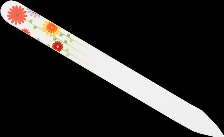 Glasfeile - doppelseitig, geätzt in gehärtetem Glas, Blumen, Länge: 13,5cm