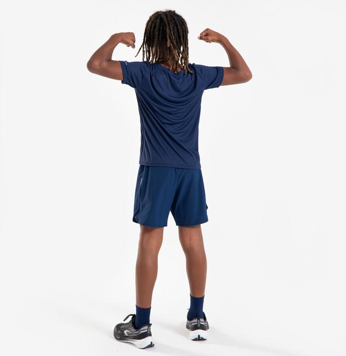 Produktbild Kiprun Laufshirt kurzarm Kinder atmungsaktiv - 500 Dry+ marineblau/grau (140)