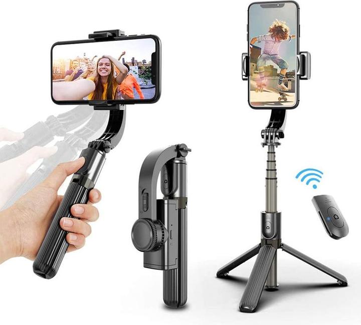 Immagine prodotto Apfelkiste Gimbal 1-Achsen Stabilisator Selfie Stick Tripod Dreibein Stativ Halterung (Smartphone)