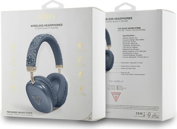 Produktbild Guess Headphones Bluetooth 4G Triangle Logo blue