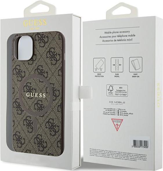 Produktbild Guess GUHMP14SG4GFRW iPhone 14 / 15 / 13 6.1" brązowy/brown hardcase 4G Collection Leather Metal Log (Apple iPhone 14)