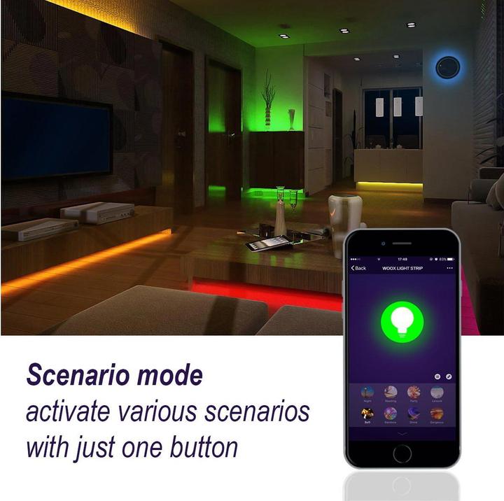 Produktbild Woox Smart LED Strip +Adapter RGB+WW, Alexa, Google Home (Mehrfarbig, 500 cm, Indoor)
