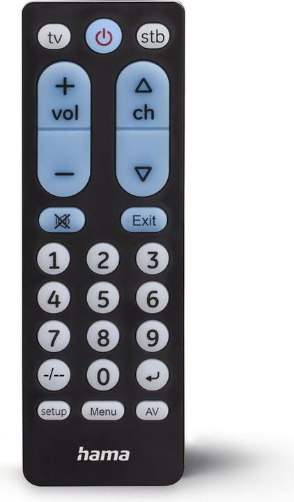 Productafbeelding Hama Universele afstandsbediening TV, infrarood, voor 2 apparaten, grote knoppen, leerbaar (Universele afstandsbediening, Infrarood)