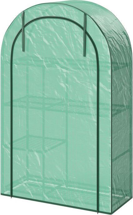 Produktbild Swisshandel24 Foliengewächshaus mit Runddach Tür, Regale, winterfest, Stahl, 100x45x160 cm, Grün