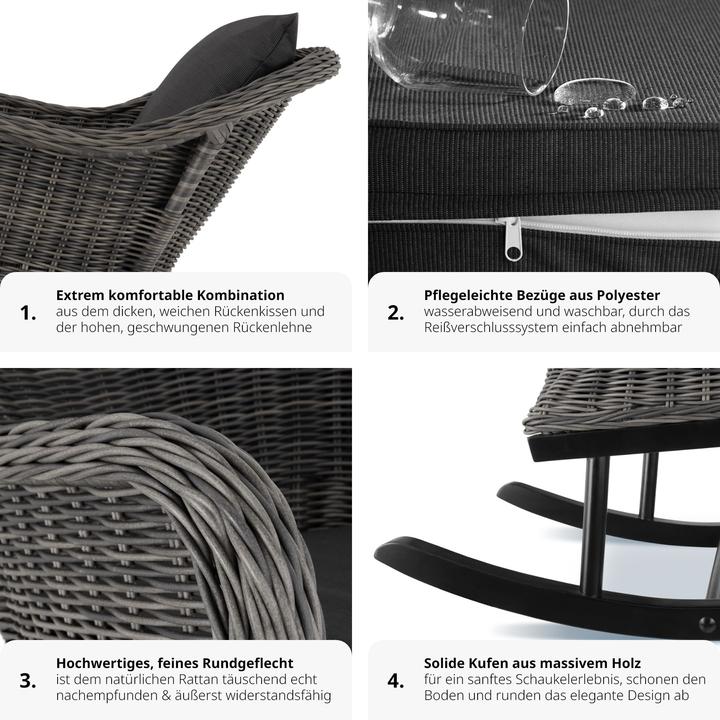 Produktbild tectake Rattan Schaukelstuhl Rovigo 150kg