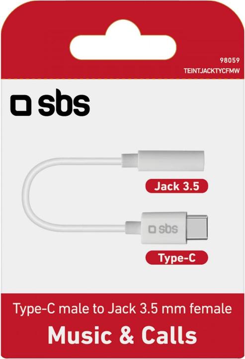 Produktbild SBS USB Typ C zu 3,5 mm Klinke Adapter weiss (3.5mm Klinke, USB Typ C)