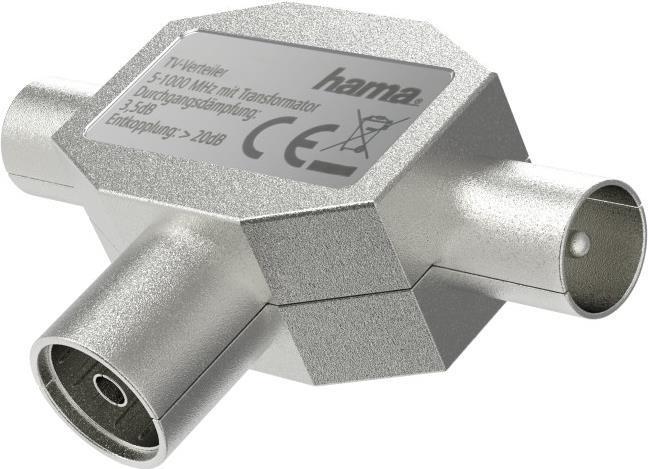 Image du produit Hama Répartiteur d'antenne, coupleur coaxial - 2 connecteurs coaxiaux, métal (3.50 dB, Câble d'antenne)