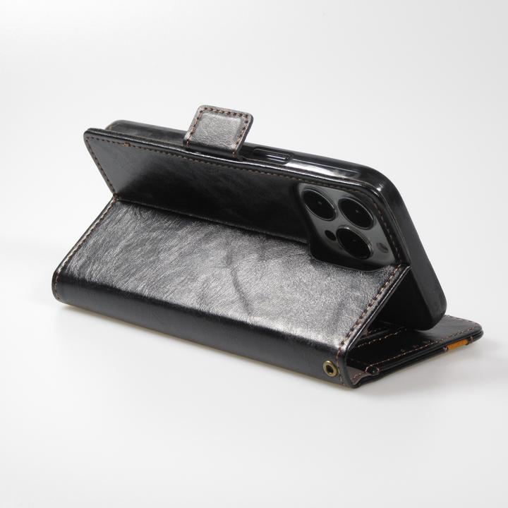 Produktbild PhoneLook Leder Tasche Flip Wallet mit Akzentstreifen & Kartenhalter (Apple iPhone 13)