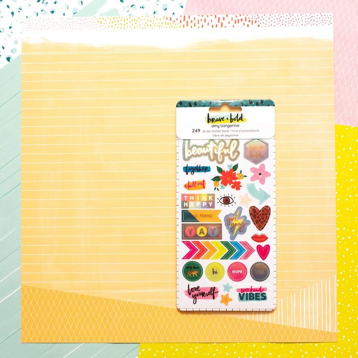 Produktbild American Crafts Stickerbuch Bold + Brave 249 Stück, Mehrfarbig