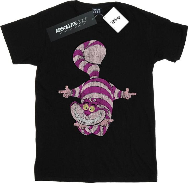 Actual product image Disney Womens/Ladies Alice In Wonderland Cheshire Cat Upside Down Cotton Boyfriend T-Shirt (L)