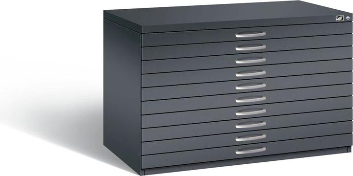 C+P CP 7100 Planschrank schwarzgrau mit 10 Schubladen 110,0 x 76,5 x 76,0 cm