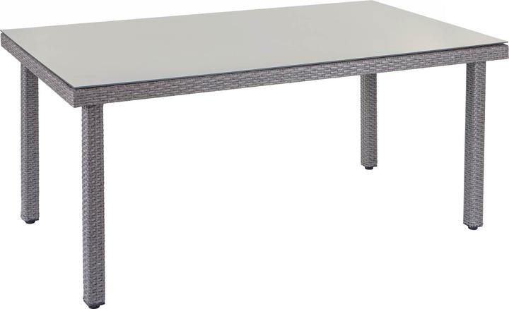 Immagine prodotto Swisshandel24 Tavolo da giardino in Poly Rattan Cava, Tavolo da pranzo con piano in vetro, 160x90x74cm - Grigio (160 cm)