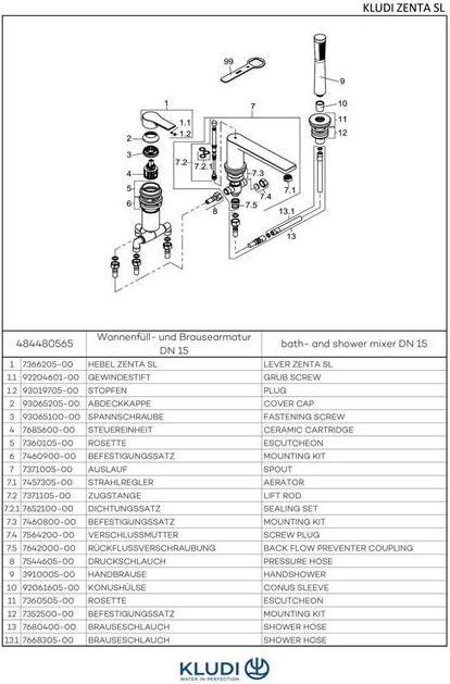 Immagine prodotto Kludi WF ZENTA SL u Elemento doccia a tre fori DN 15 chr