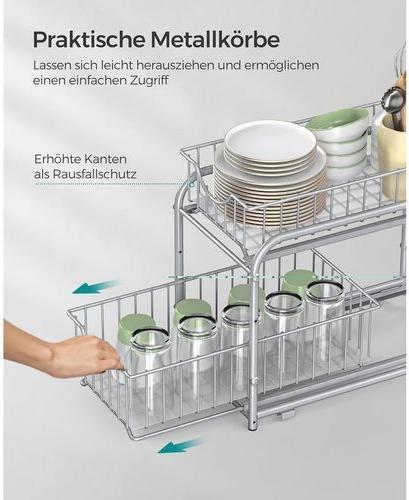Image du produit Songmics Étagère de cuisine 2 tiroirs Argent
