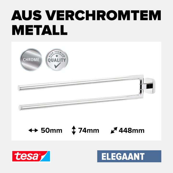 Produktbild tesa ELEGAANT Handtuchhalter zweiarmig inkl. Klebelösung ohne Bohren
